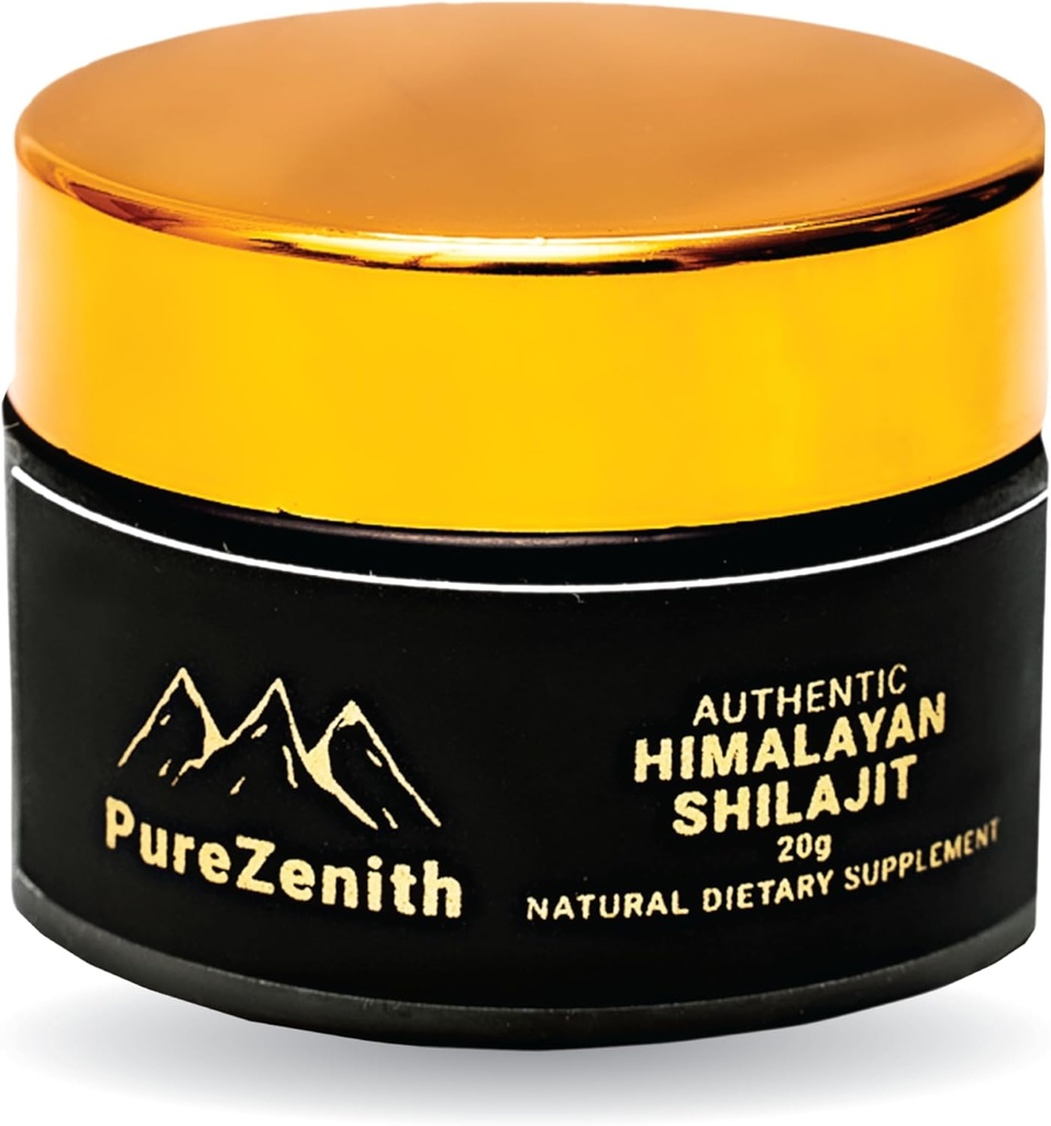 Himalayan Shilajit 수지, 85 + Trace 무기물 & Fulvic 산 - 자연 에너지 & 면역 지원 보충교재, 남자 & 여자를 위한 높은 영양 남비, 실험실 시험해 - 20 그램