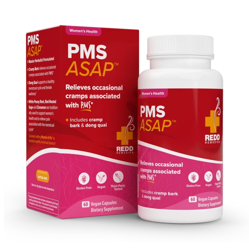 Redd Remedies, PMS ASAP, Cramp Bark & Dong Quai, 60 Vegan 캡슐 포함