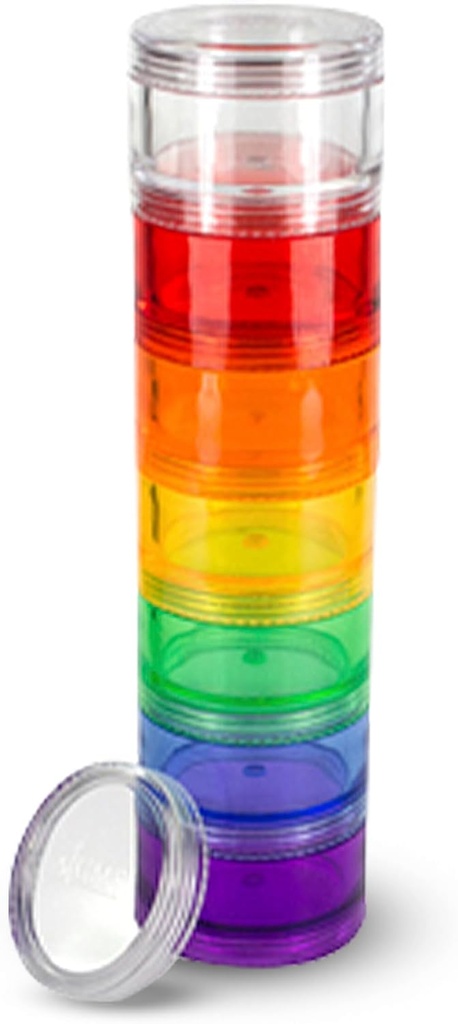 7 Day Medicine Pill 주최자 - Stackable Pill Box - 작은 정제 및 비타민 보충제에 적합, 한 곳에서 조직 된 일상 의학 유지 - 중간 - 레인보우