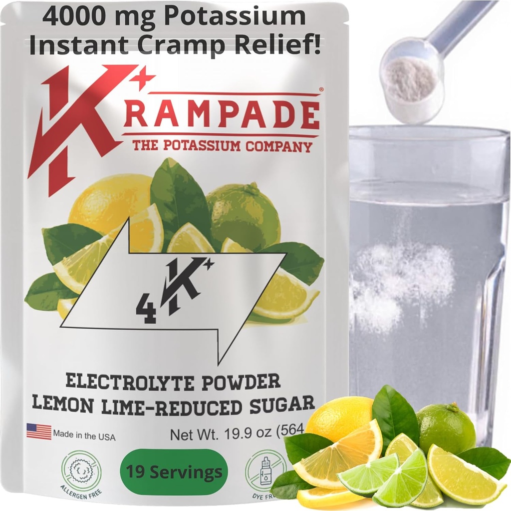 크루 이드 전해질 분말 칼륨 보충교재 - 4000 mg K+, >4X 코코넛 물 보다는 더 많은 것 | 즉시 주름 기복 | Hydration 분말