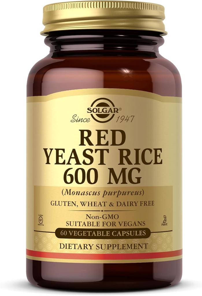 솔가 레드 효모 쌀 600 mg - 60 야채 캡슐 - 비 GMO, 비건, 글루텐 무료, 유제품 무료, 고셔 - 30 서빙