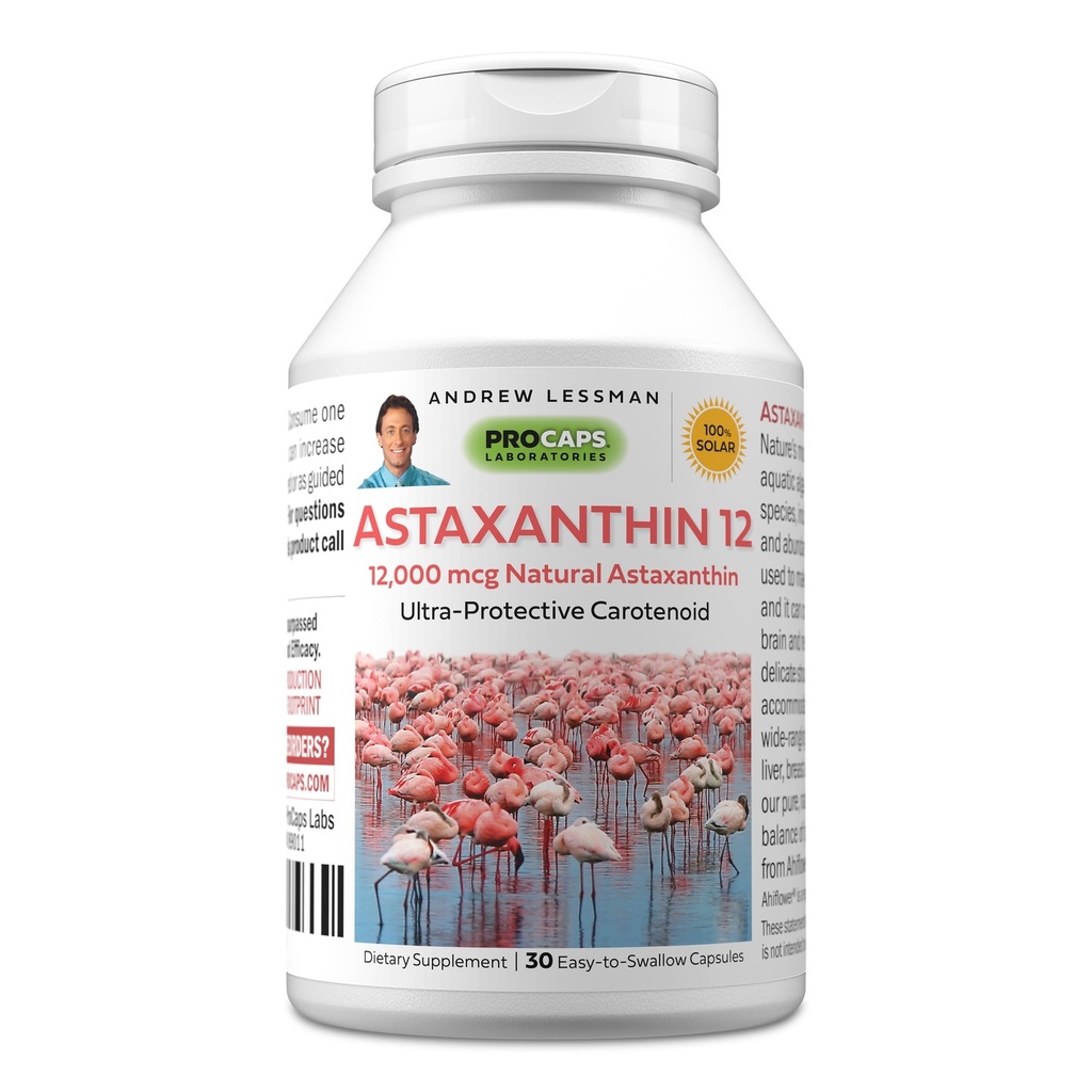 ANDREW LESSMAN Astaxanthin 12mg - 30 Softgels - 12000 mcg 자연적인 Astaxanthin의 강력한 반대로 산화 Carotenoid. 눈, 심장, 피부 및 더 많은 것을 위한 보호. 첨가물 없음. 쉽게 삼키기 Softgels