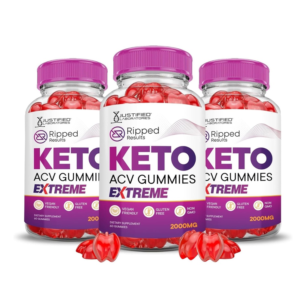 Justified Laboratories (3 팩 Ripped 결과 Keto ACV Gummies Extreme 2000MG Ripped 결과 Pomegranate Beet Juice Powder B12 Vegan Non GMO 180 Gummys와 공식화