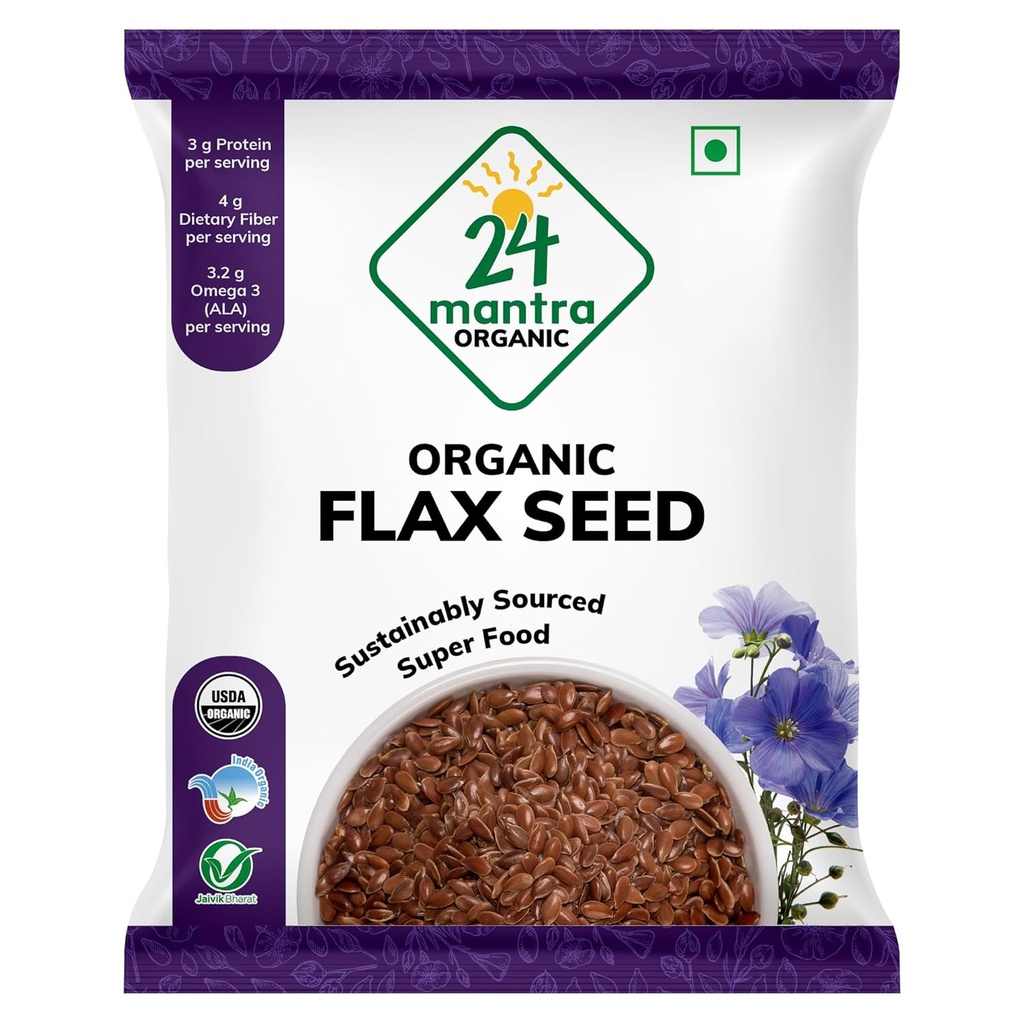 24 Mantra 유기 Flax 씨앗 USDA 인증 유기 EU 인증 유기 농약 무료 성인 무료 나트륨 - 팩 1 | 7 Ounce
