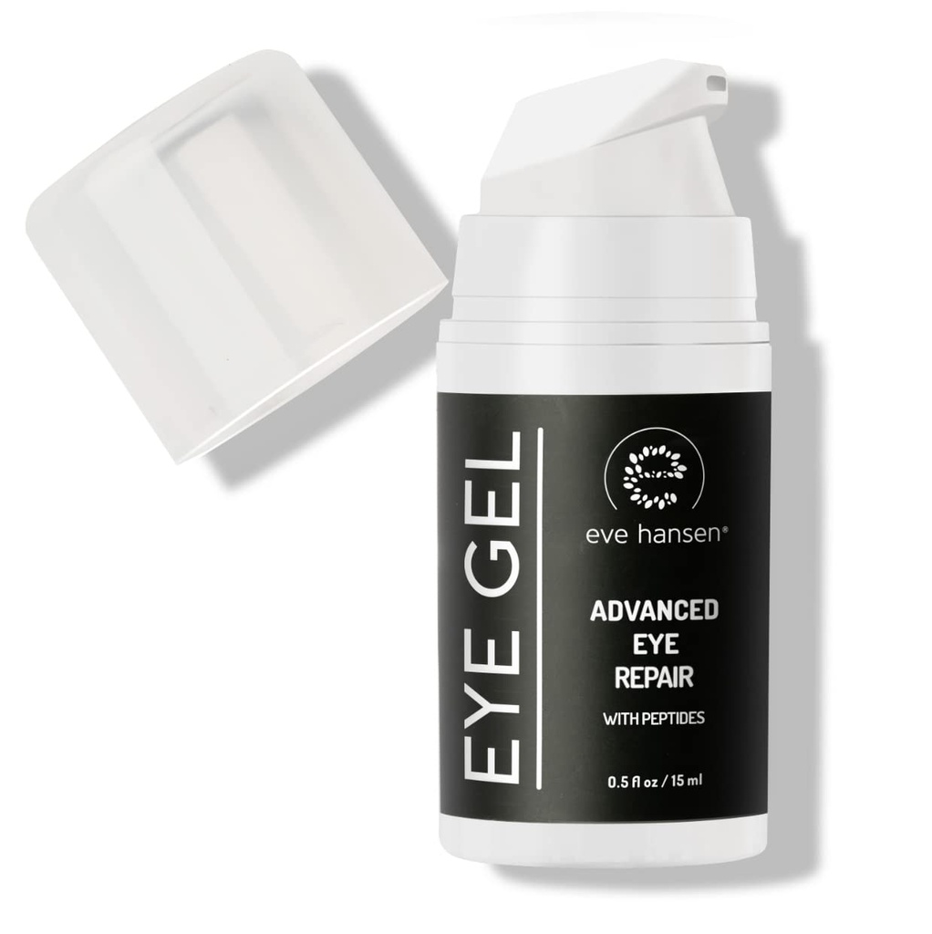 Eve Hansen Anti-Aging Eye Gel with Peptides | 식물 줄기 세포, 히알루론산, 비타민 E를 가진 하얼 크림 | Cruelty-Free, Vegan, 미국 .5 온스