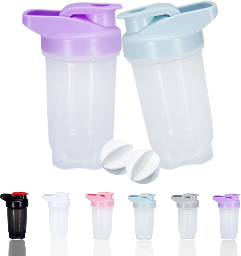 껍질 공, 단백질 셰이커 병 세트, 비 BPA 플라스틱 (Bule+Purple (2PCS)를 가진 셰이커 병 단백질 셰이커 컵 그리고 10-Ounce/300ML 셰이커 병Bottle