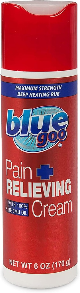 Blue Goo Pain Relieving Cream – FSA & HSA Eligible, 최대 강도, 깊은 가열 Rub, 만든 w / 100 % 순수 Emu 오일, 6 oz (1 팩)