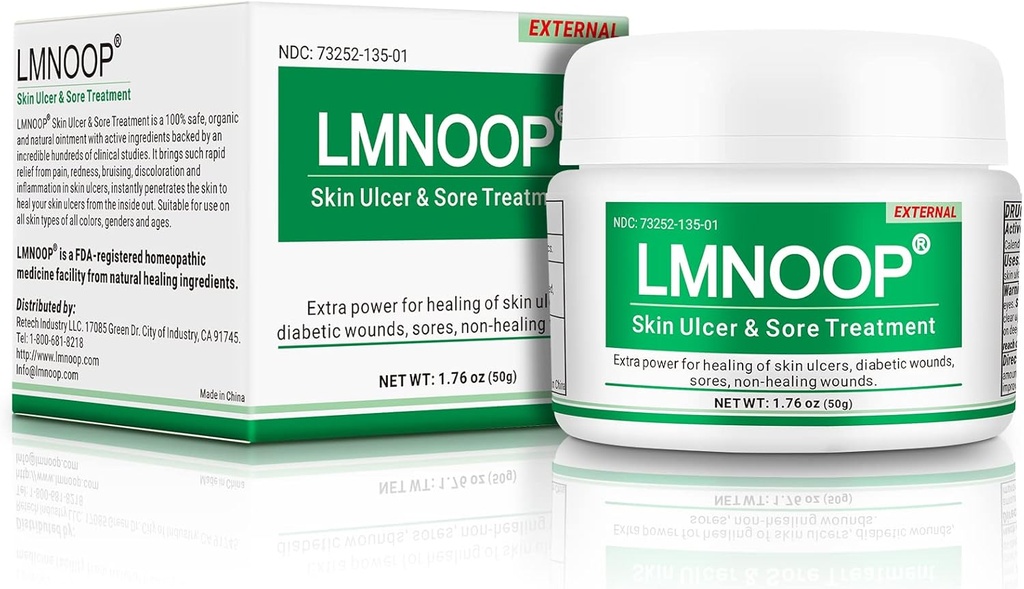 LMNOOP® Skin Ulcer Healing Ointment, Foot & Leg Ulcers, Sores, Varicose Ulcers, Stasis Ulcers, Bedsores, Cuts, Burns, Skin Infections, Natural Ingredients Deep Wound 치유 연고