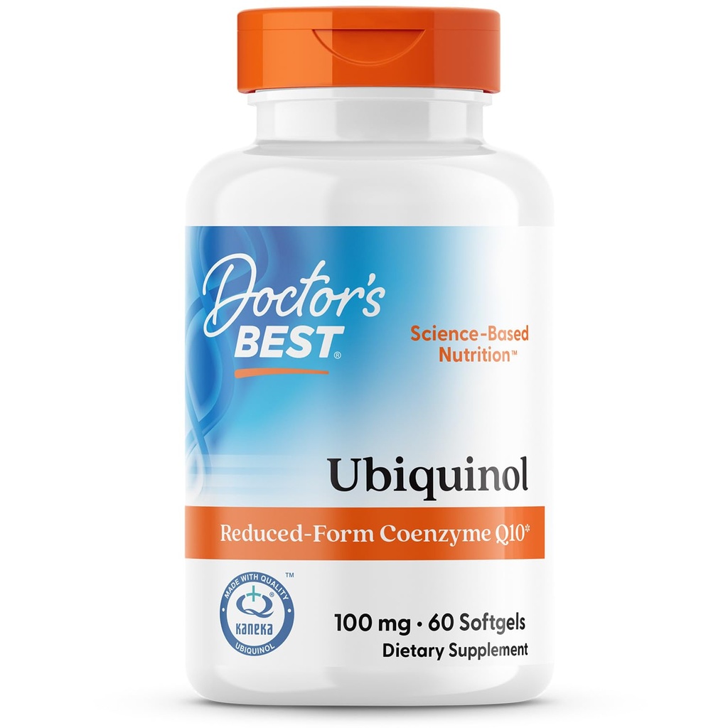 의사 최고의 Kaneka Ubiquinol 100 mg 남성 및 여성을위한 보충 - Antioxidant & Heart Health Support, Non GMO, Gluten Free, Soy Free - 60 Softgels에 대한 Coenzyme Q10 100mg을 감소