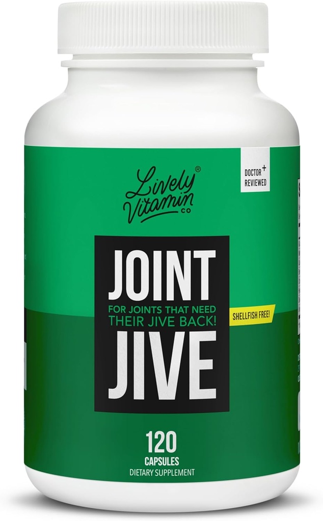 LIVELY VITAMIN CO. 합동 지브 - 윤활 합동 (Knee, 발목, 목, 어깨, 뒤) - 교원질 - 글루코사민 - MSM - Quercetin - Chondroitin - 악마 클로 - Shellfish-Free 공식 - 120 조사