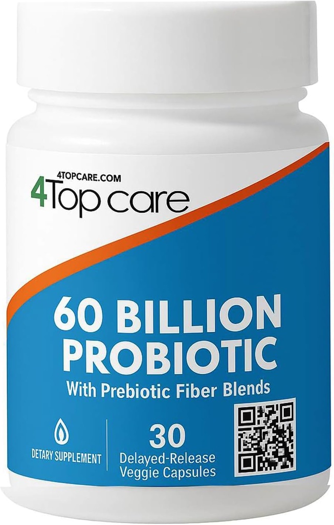 Probiotics 60 Billion CFU - 10 Strains + Organic Prebiotics - Immune, Digestive & Gut Health - Occasional Constipation, Diarrhea, Gas & Bloating 지원 - 여성 및 남성 (30 조사)