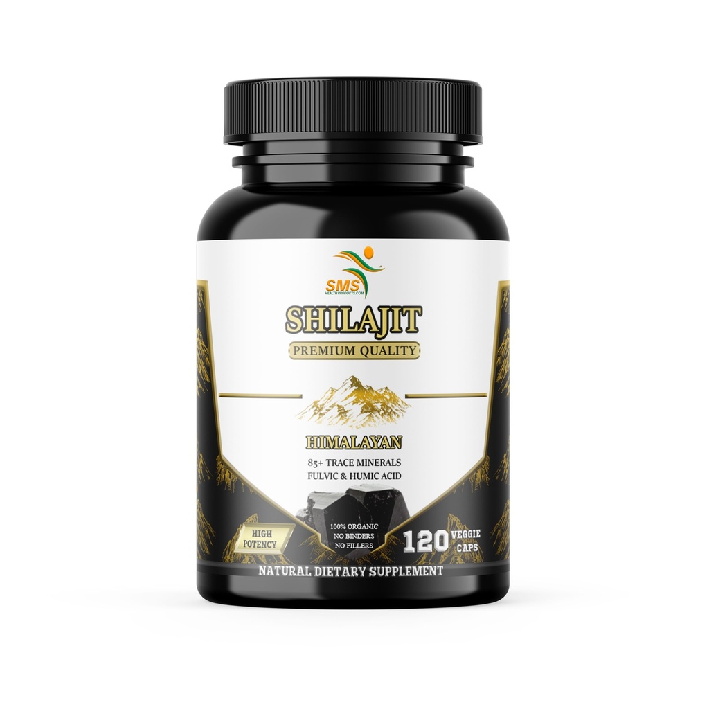 Shilajit 순수한 Himalayan 캡슐 (Fulvic 산 보충교재) 1000mg의 유기 Shilajit 추출물, 120 조사 (85+ 추적 무기물, 충전물 없음, 바인더 없음)