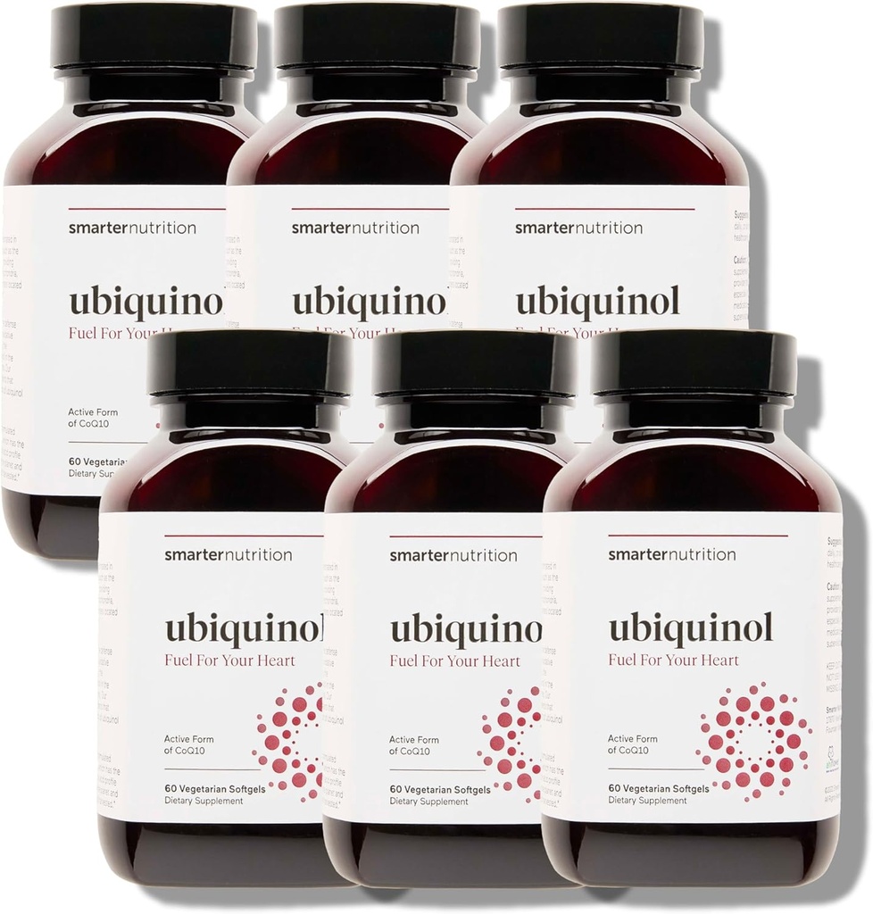 SMARTERNUTRITION Ubiquinol 100mg + 천연 식물 기반 완료 오메가 3 6 9 - 임상적으로 장식 된 Ahiflower® 오일 - 심장 지원을위한 울트라 흡수 CoQ10 - 비 GMO - 360 Softgels [180-Day 공급]