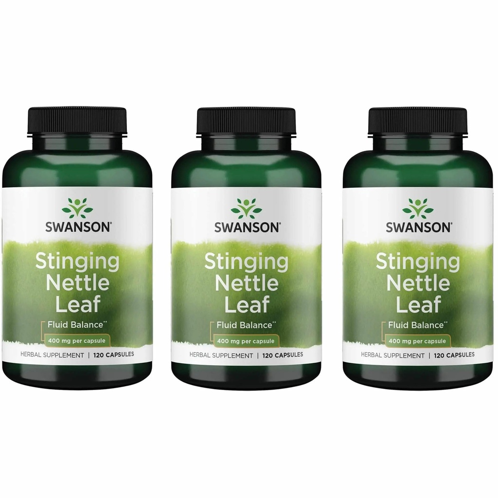 Swanson Stinging Nettle Leaf (Urtica Dioica) - Urinary Tract & Respiratory Health Support를 홍보하는 초본 보충 - 건강한 유동성 균형을 지원 할 수있다 - (120 캡슐) (3 팩)