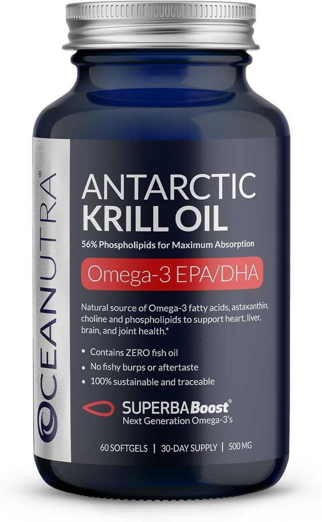 야생 잡은 박격포 Krill 기름 500MG, 60 Softgels, SuperbaBoost 오메가 3 보충교재, EPA & DHA, Astaxanthin, 콜린, 56% 인스포스, 지속 가능한, 추적할 수 있는, 물고기 기름 없음, 바닐라 풍미