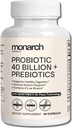 Probiotic 40 Billion + Prebiotics : 4 Diverse Strains - Digestive & Gut Health (60 캡슐) - 여성 및 남성을위한 Probiotics - 자연 | Gut Health & Immune Support Supplement | 소화 지원 제공