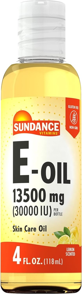 Sundance 비타민 E-Oil 피부 | 13500 mg (30000 IU) | 4 유체 Ounces | 레몬 향기 | 비 GMO 및 글루텐 무료 보충