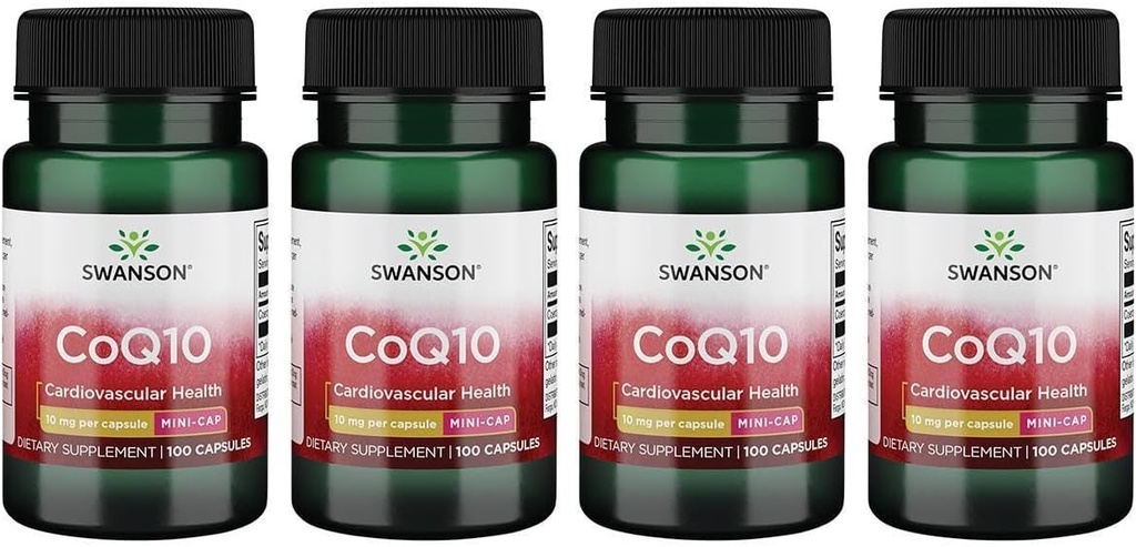 Swanson Coq10 - 소형 모자 10 mg 100 모자 (4 팩)