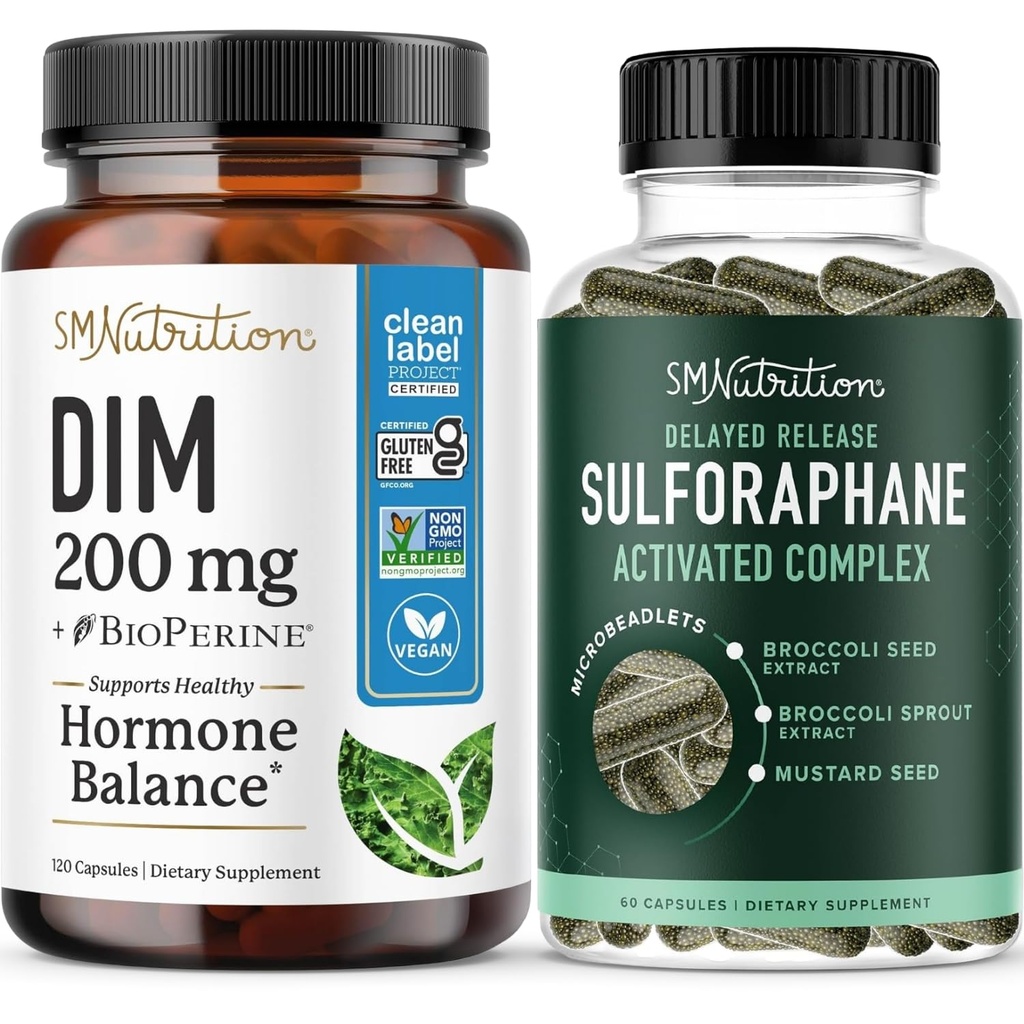 200mg DIM Supplement를 가진 Sulforaphane Complex는 여성을 위한 강화된 에스트로겐 균형을 위해|Diindolylmethane 캡슐 (120의 서빙)를 가진 진보된 Microbeadlet 기술 호르몬 균형 (60의 서빙)