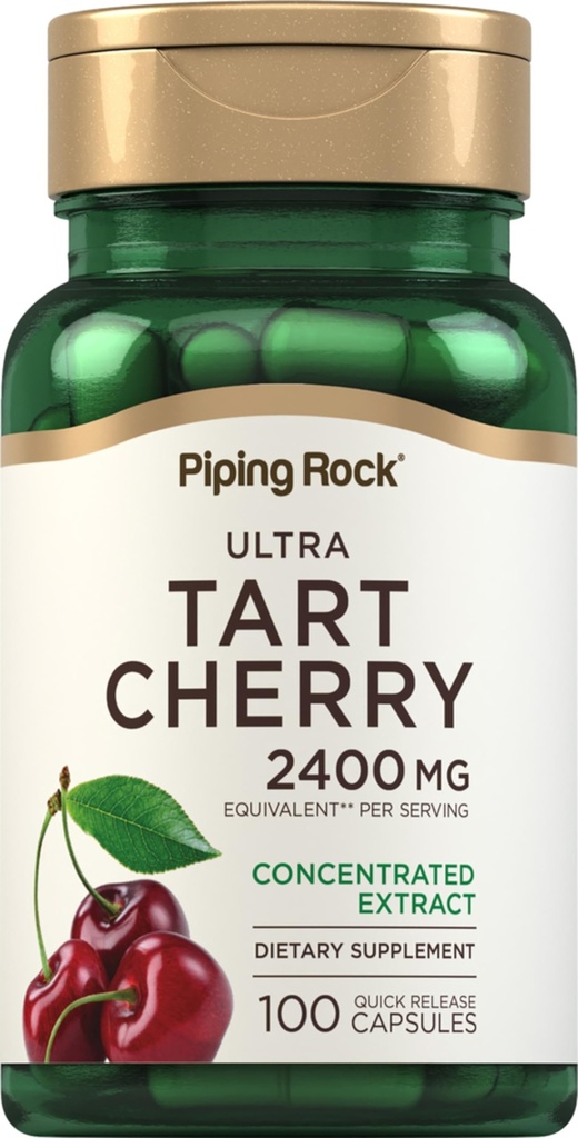 Piping Rock Tart Cherry Extract Capsules 2400 mg | 100 알약 | 농축된 주스 추출물 | Non-GMO, 글루텐 무료 보충