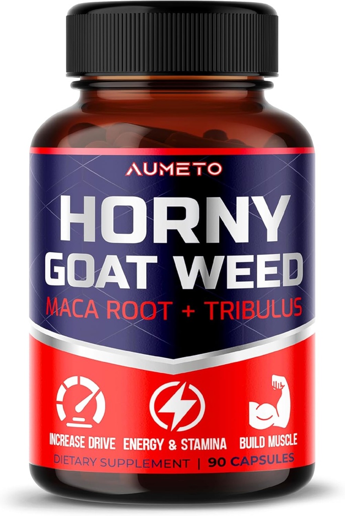 Horny Goat Weed Supplement with L-Arginine Tribulus Terrestris Maca Root Tongkat Ali - 남성 에너지, 강도 및 메모리 지원 (90 개)