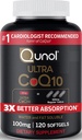 Qunol Ultra CoQ10 100mg, 3x 더 나은 흡수, 특허가 주어진 물 및 뚱뚱한 수용성 심장 Q10, 심장 건강, 120 조사 Softgels를 위한 산화 방지제의 천연 보충교재 모양