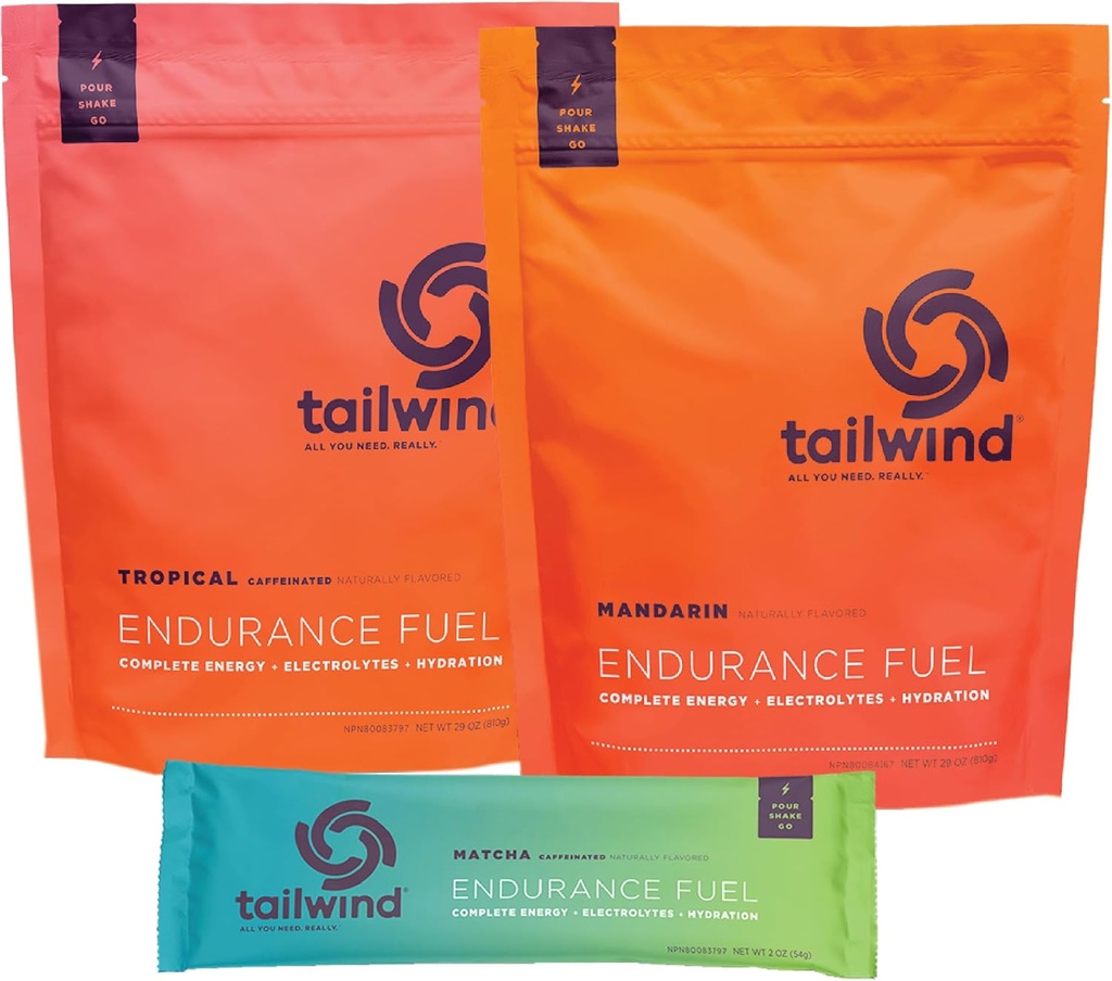 Tailwind Nutrition Grab-and-Go Endurance Fuel Hydration Packets 번들 Endurance Fuel Powder 및 Caffeinated Endurance Fuel Powder
