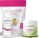 AgelessLX Biotin 보충교재 캡슐, Strawberry Lemonade & 힘 녹색 분말 뭉치 - 노화 방지 보충교재