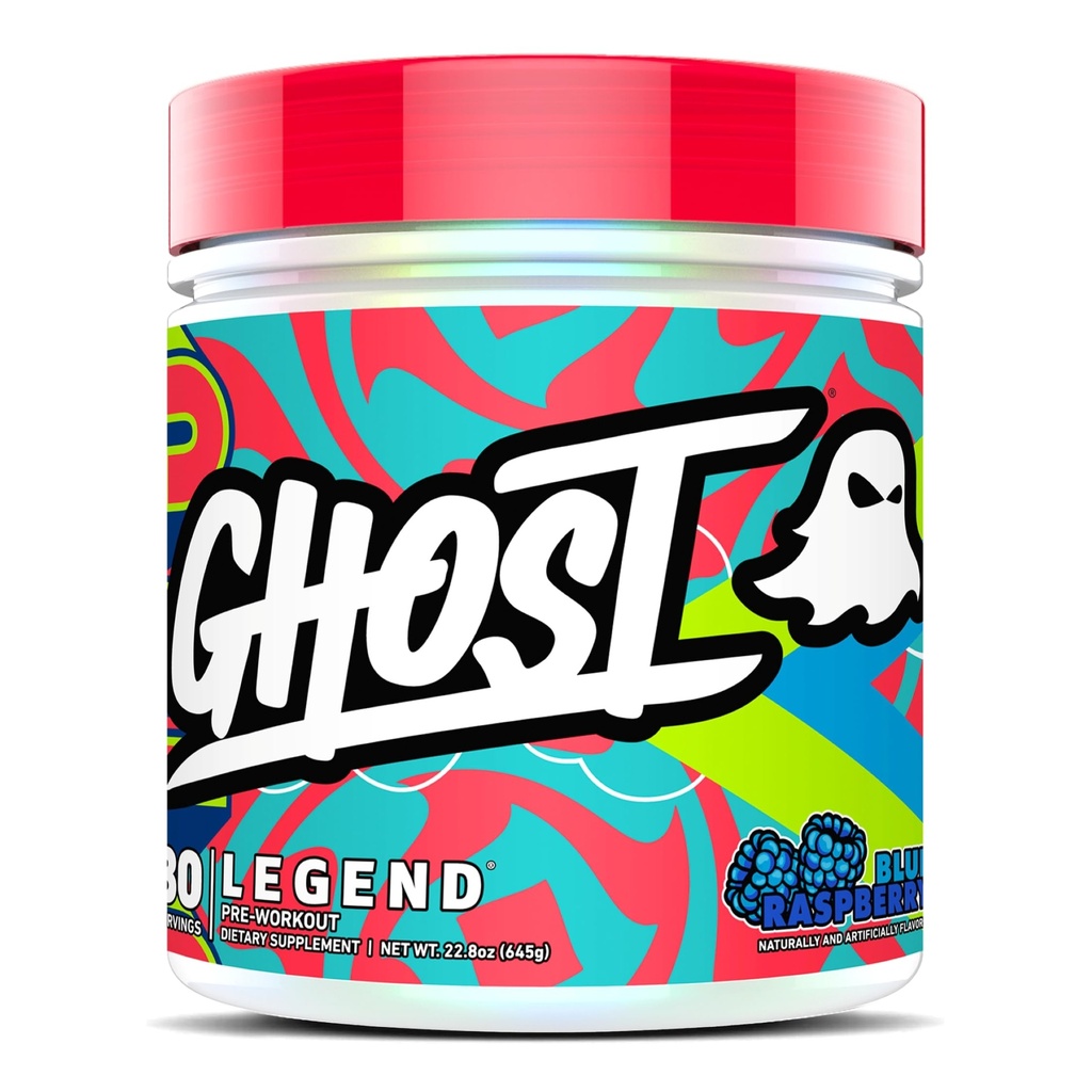 GHOST Legend Pre-Workout Powder, Blue Raspberry - 30 서빙 - Choline, L-Citrulline, & Beta Alanine for Energy & Focus가있는 남성 및 여성을위한 사전 운동