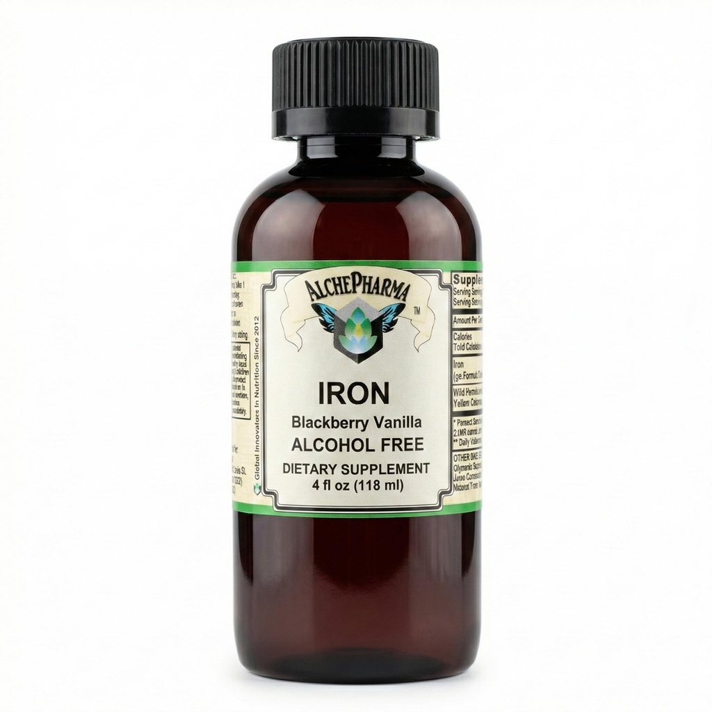 철 액체 (일반 높은 흡수 Ferrous Bisglycinate 킬레이트) 블랙 베리 바닐라 4 fl oz 24 서빙