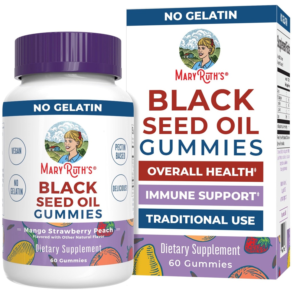 MaryRuth Organics Black Seed Oil Gummies | Black Cumin Seed Oil Supplement | 전통적으로 면역 지원 및 심혈관 건강에 사용됩니다 | Vegan | No Gelatin | Pectin based | 60 Gummies
