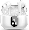 Btootos 무선 이어폰 Bluetooth 5.4 헤드폰 베이스 스테레오 이어 버드와 소음 차단 마이크 LED 디스플레이 IP7 방수 36H 재생 노트북 패드 전화 스포츠 운동 화이트