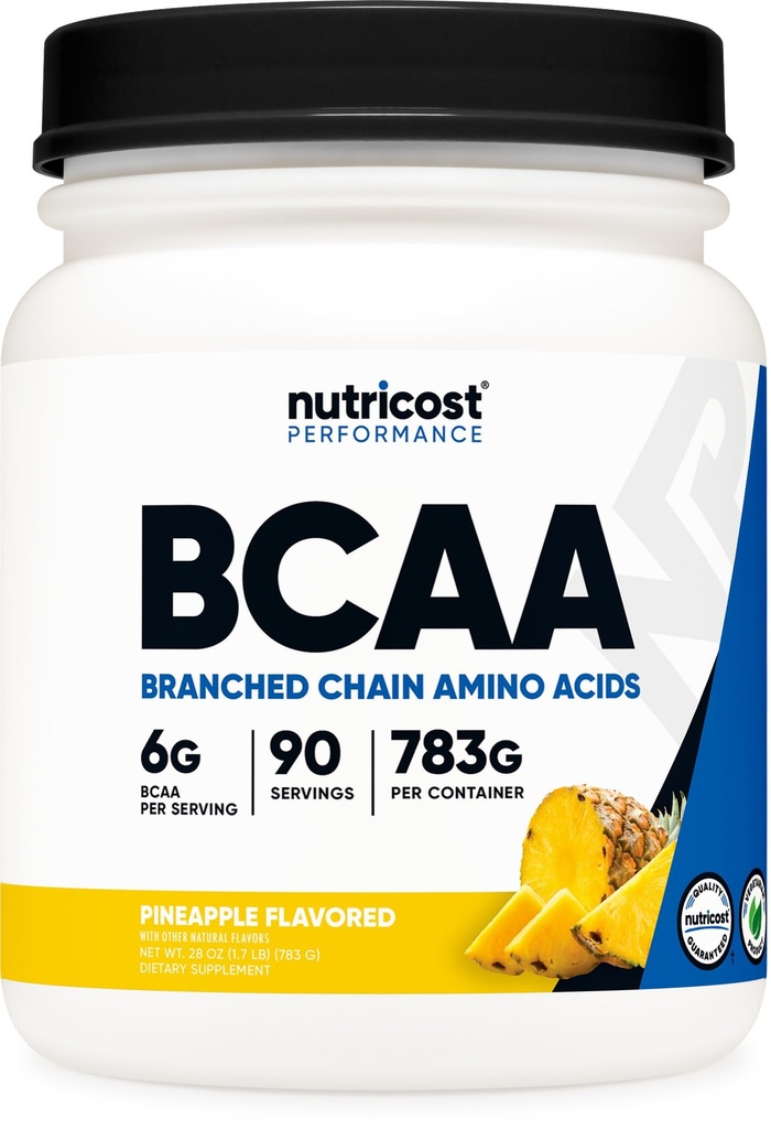 Nutricost BCAA 분말 (Pineapple, 90 서빙) - 최적의 2 : 1 비율