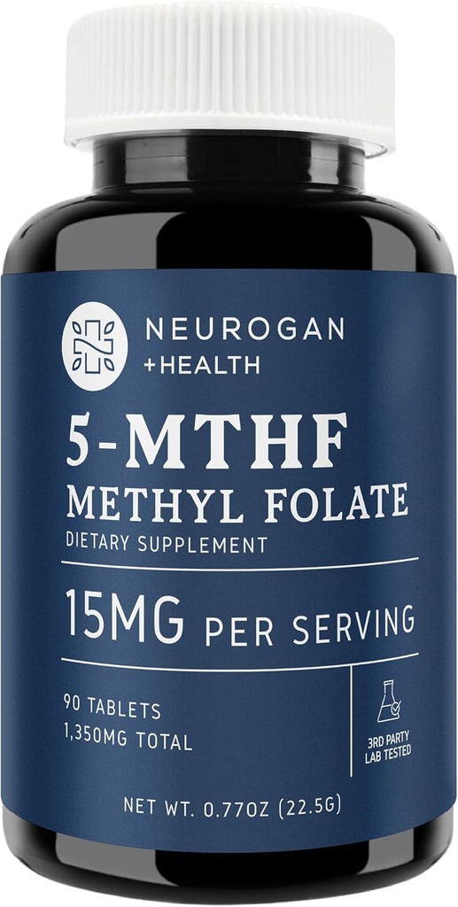 Neurogan L-5-MTHF 메틸 Folate 보충교재, 15 mg - 활동적인 Folic 산 Vegan, 글루텐 자유로운 & 비 GMO - 지원 Cognitive, 심장 혈관 & 계류 건강 - 미국에서 만드는, 90 일 공급