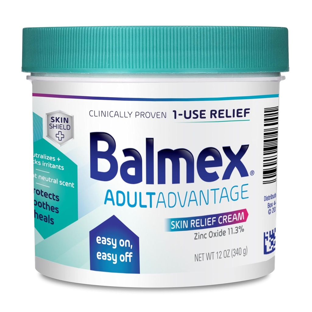 Balmex 성인 돌진 구호 장벽 크림 Incontinence Care, Easy-On, Easy-Off, 12oz