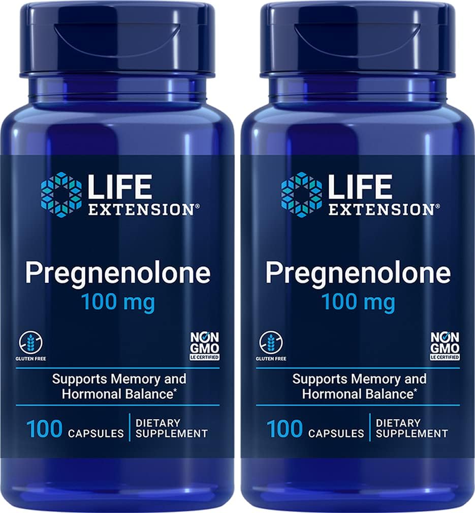 수명 연장 Pregnenolone 100 Mg 100 모자 2 팩 (200 조사)