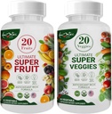 Aamatec Life Fruit and Veggies Supplements with 70 Fruits & Vegetables | 남성용 슈퍼 푸드 보충제 | 다이어트 영양 균형 | 천연 과일 및 채소 캡슐 120 캡슐