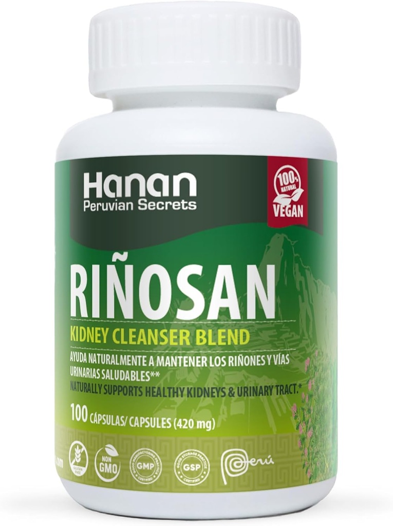 Hanan Rinosan Kidney Cleanser Blend | 100 캡슐 | 건강한 Kidney와 Urinary Tract 기능 지원에 자연적으로 원조