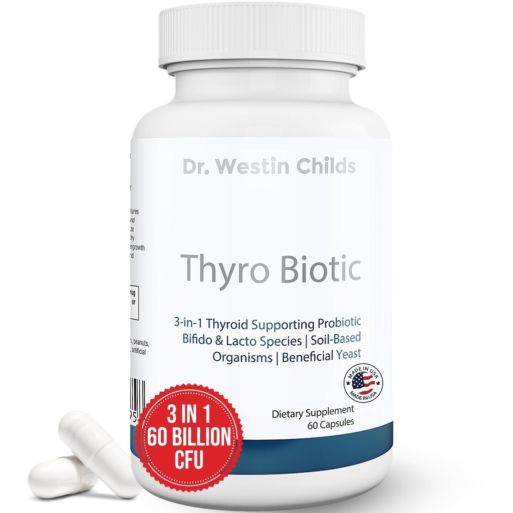 Dr. Westin Childs Thyro Biotic | 여성용 프로바이오틱스 - 지원 Thyroid, 소화 건강 및 호르몬 | Saccharomyces boulardii, Bacillus coagulans, lactobacillus & bifido 60 Billion CFU | 30 인분