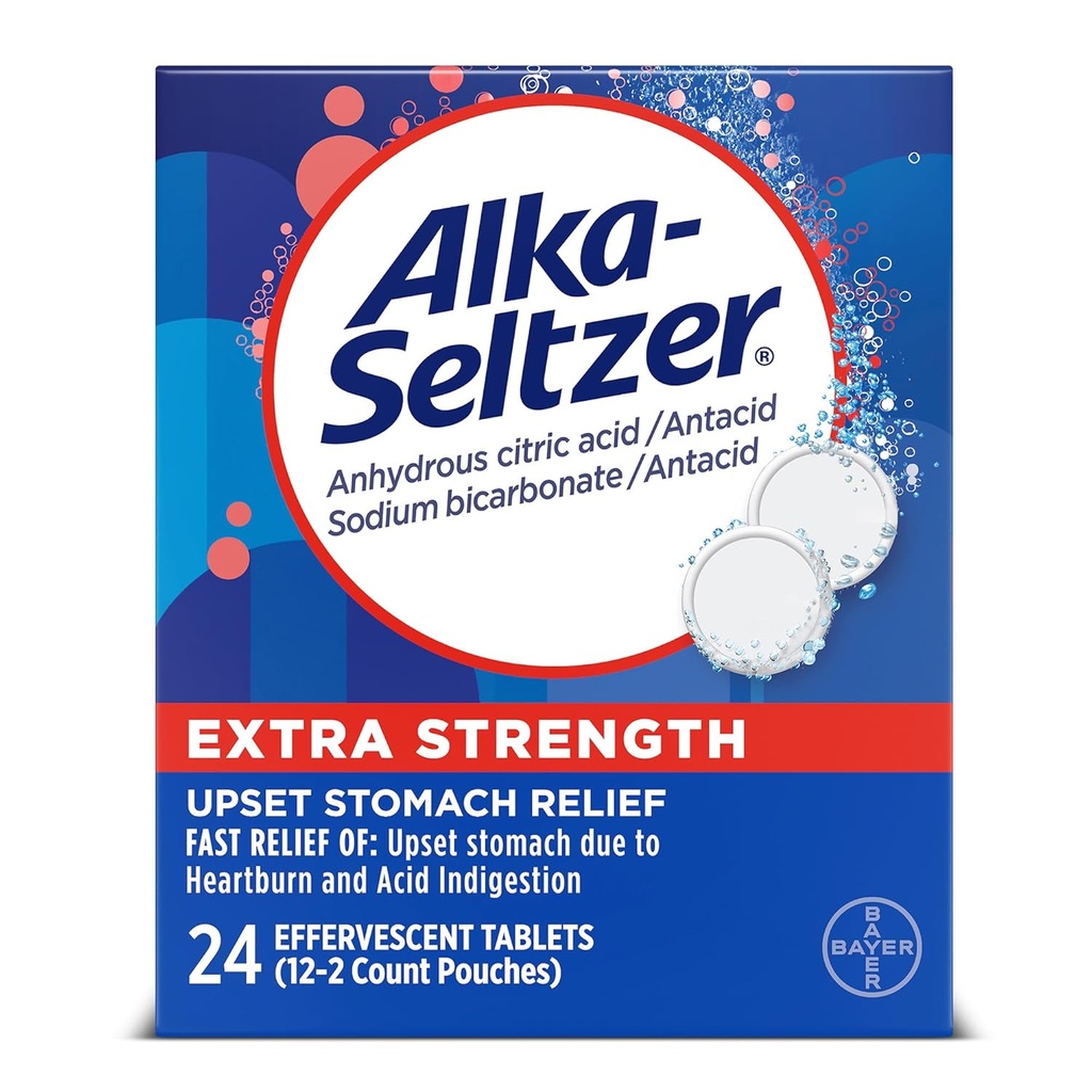 Alka-Seltzer Effervescent Extra Strength - 24 태블릿, 3 팩