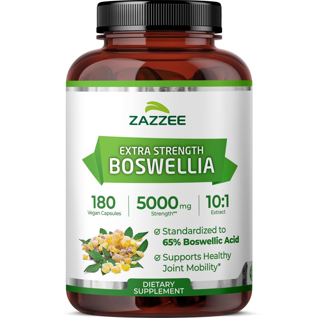 Zazzee 여분 힘 Boswellia 10:1 추출물, 65% Boswellic 산, 180 Vegan 캡슐, 6 달 공급, Boswellia Serrata, 합동 안락, Mobility & Flexibility 지원, 미국에서 만드는 비 GMO