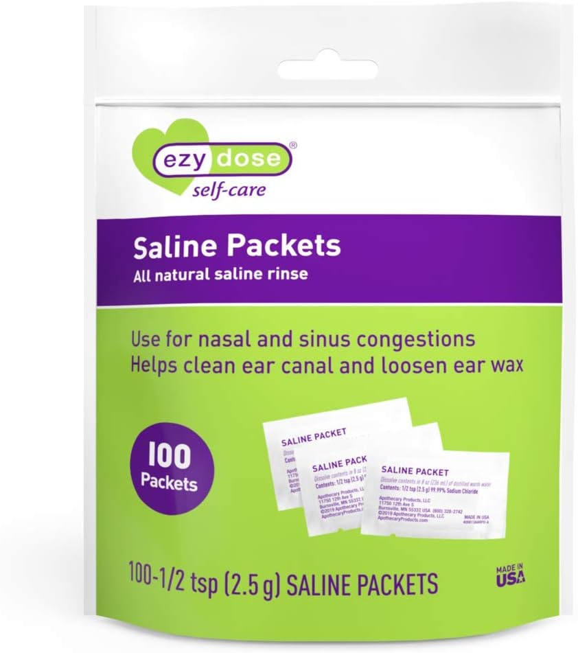 EZY DOSE Saline Nasal Rinse Packets, 개별적으로 포장 Sinus Refill Packets, Nasal Relief, 100 개 조사, 미국에서 만든