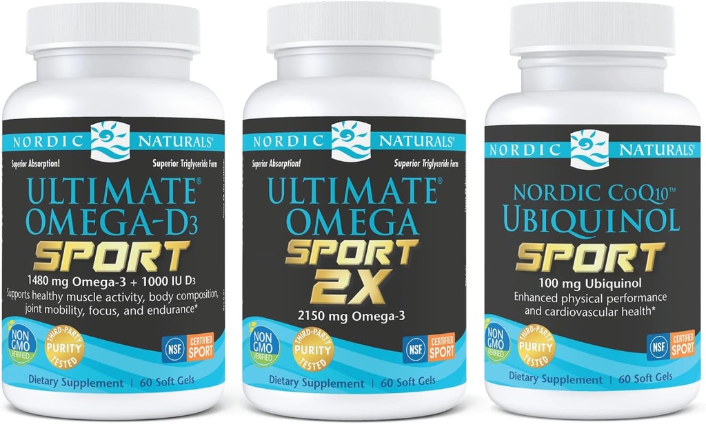 북유럽 자연 스포츠 스타터 팩 - CoQ10 Ubiquinol, Ultimate Omega 2X, Ultimate Omega D3