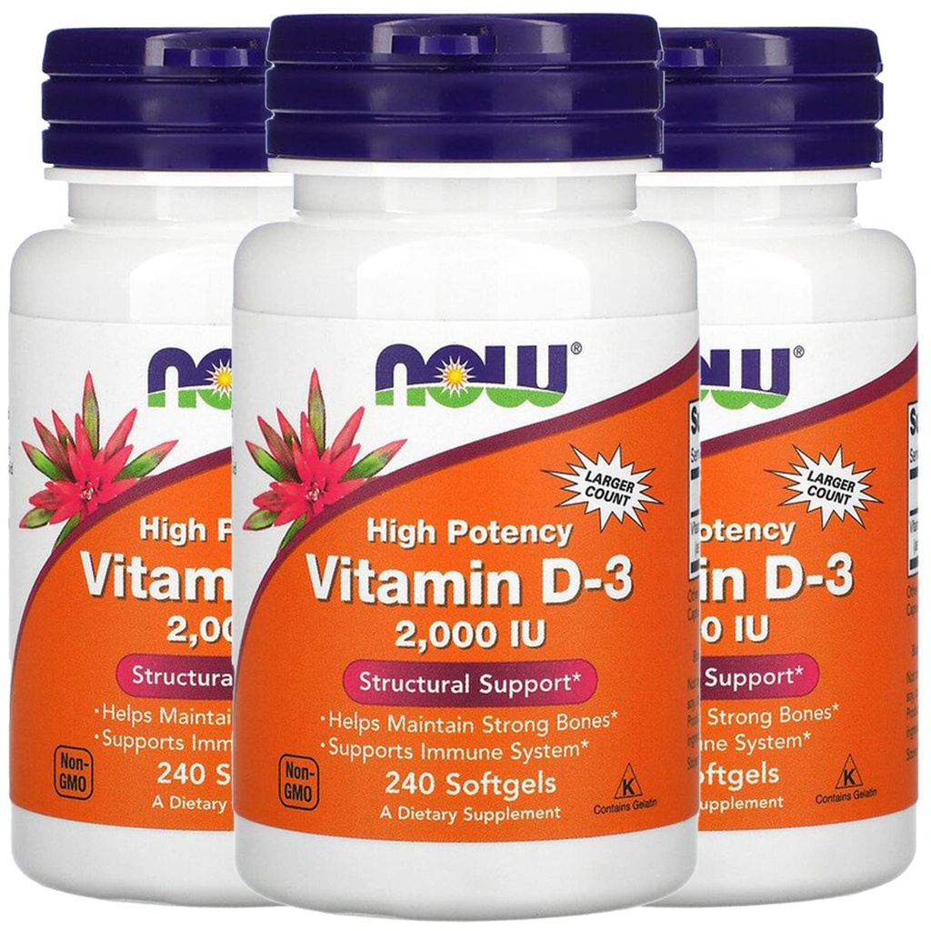 지금 식품 비타민 D-3, 50 mcg (2,000 IU), 240 Softgels, 3 팩