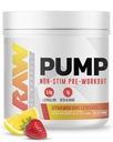 RAW 펌프 Stim 무료 사전 운동 (Strawberry Lemonade) - Non-Stimulant Pre Workout Supplement Powder Nitric Oxide Booster - 운동 중에 사전 운동 보충제 음료 - 40 서빙