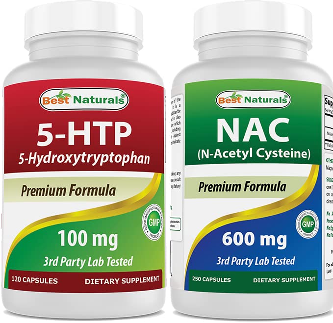 제일 자연적인 5-HTP (5 hydroxytryptophan) 100 mg & NAC - N 아세틸 Cysteine 600 mg