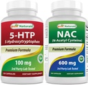 제일 자연적인 5-HTP (5 hydroxytryptophan) 100 mg & NAC - N 아세틸 Cysteine 600 mg