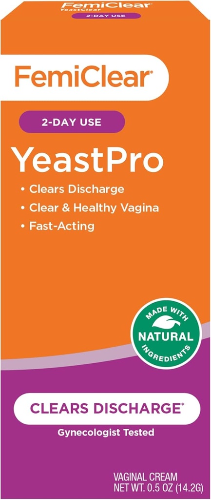 FemiClear YeastPro 크림, 클리어 방전, 빠른 인용, 천연 재료로 만든, 부인과 검사, 0.5oz 크림