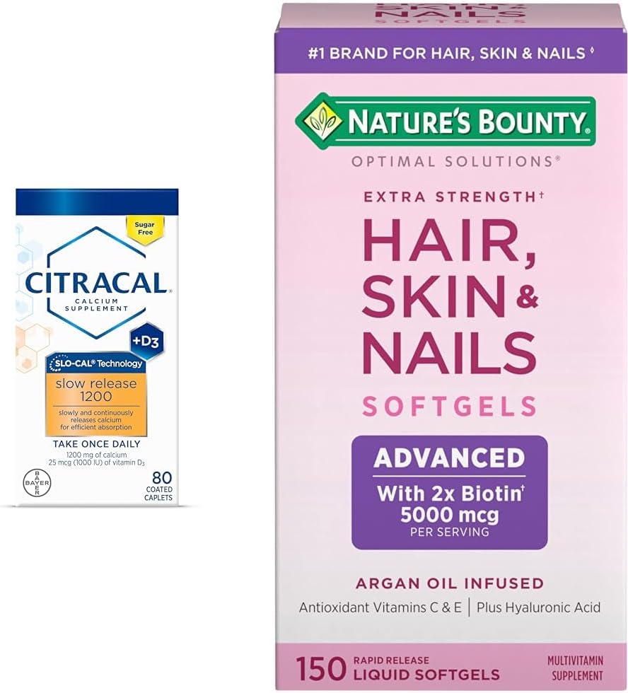 CITRACAL 느린 방출 1200년, 1200 mg 칼슘 구연산염과 칼슘 탄산염 혼합 & 성격의 Bounty 진보된 머리, 피부 & 못