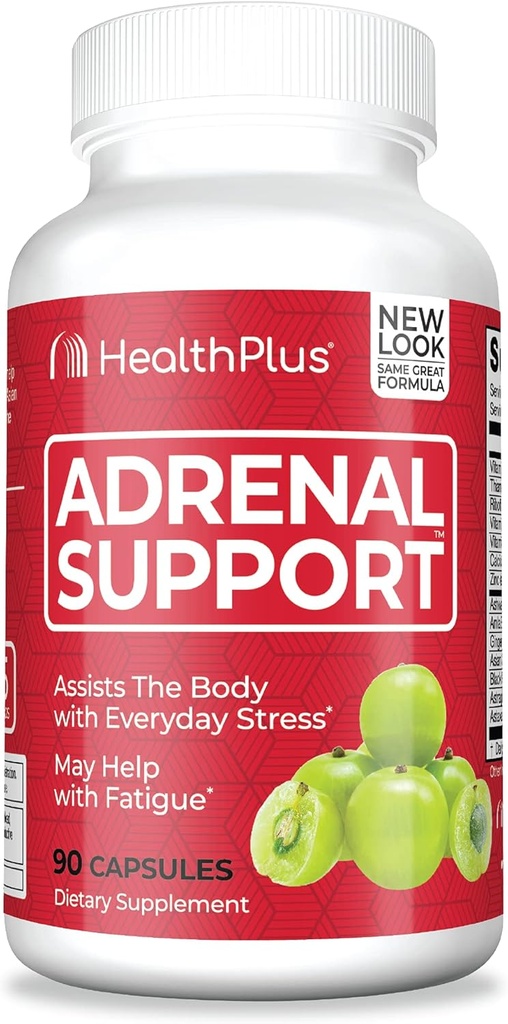 건강 플러스 Adrenal Cleanse Ashwagandha 캡슐 Adrenal 기능 및 산화 방지제 지원 및 스트레스 완화, 90 캡슐